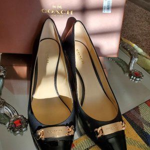 COACH Bowery Black Leather Pumps